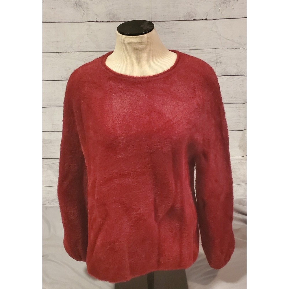 Chelsea & Violet Deep Red Balloon Sleeve Key Verona Sweater - S Small - NWT L493